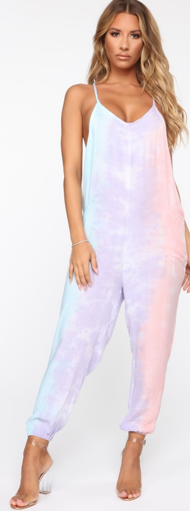 FashionNova Janika Tie Dye Jumpsuit - MultiColor L